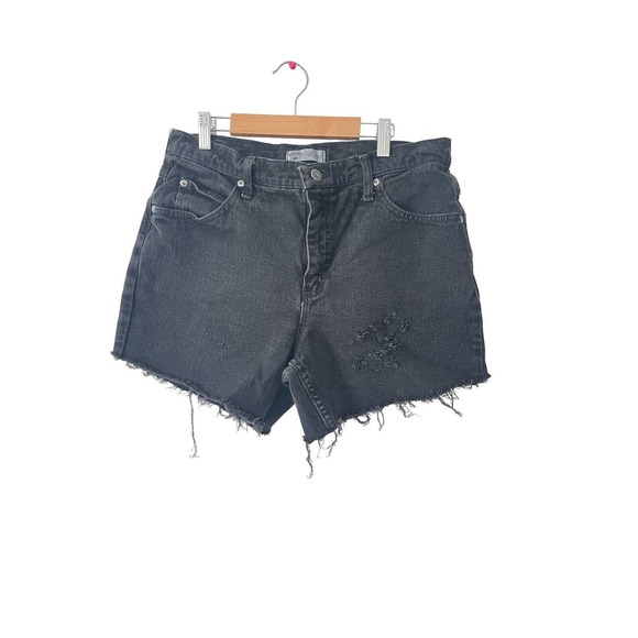 Riders by Lee Womens Shorts Size 12 Ash Black Upcycled Distressed Denim - Picture 1 of 5